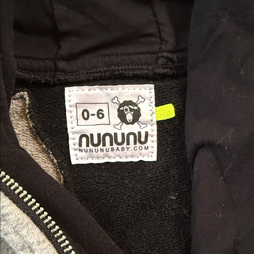 nununu Black and Gray Kids Hoodie - Picture 2 of 5